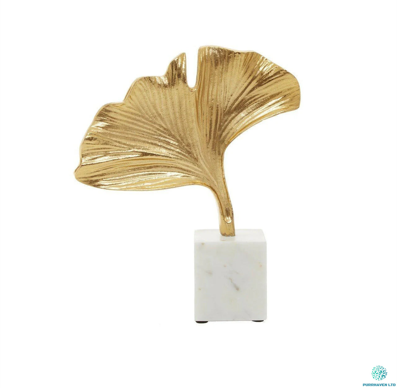 Miles Marble Base Golden Ginkgo Sculpture