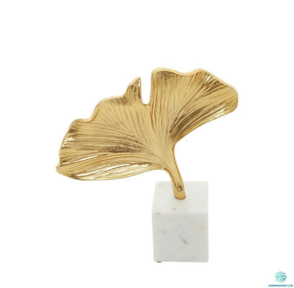 Miles Marble Base Golden Ginkgo Sculpture