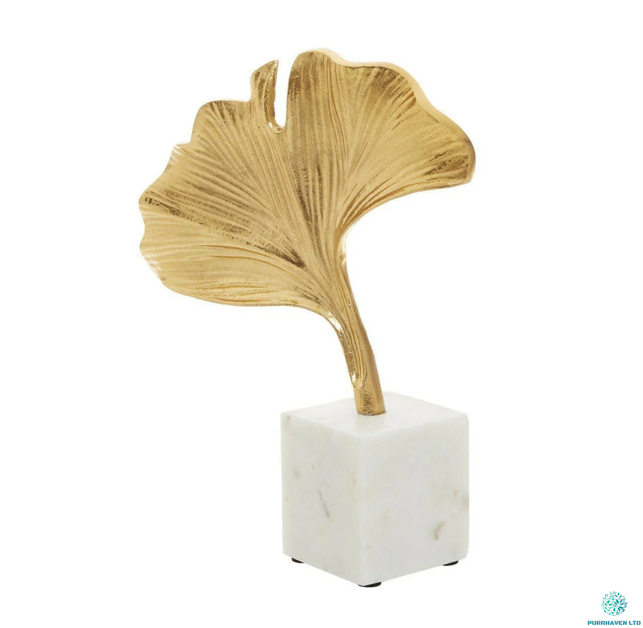 Miles Marble Base Golden Ginkgo Sculpture