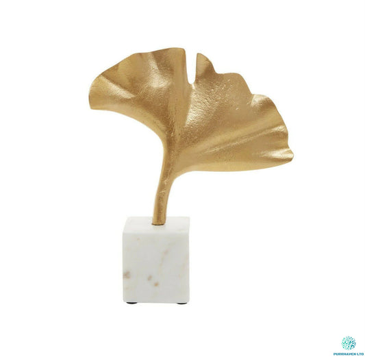Miles Marble Base Golden Ginkgo Sculpture