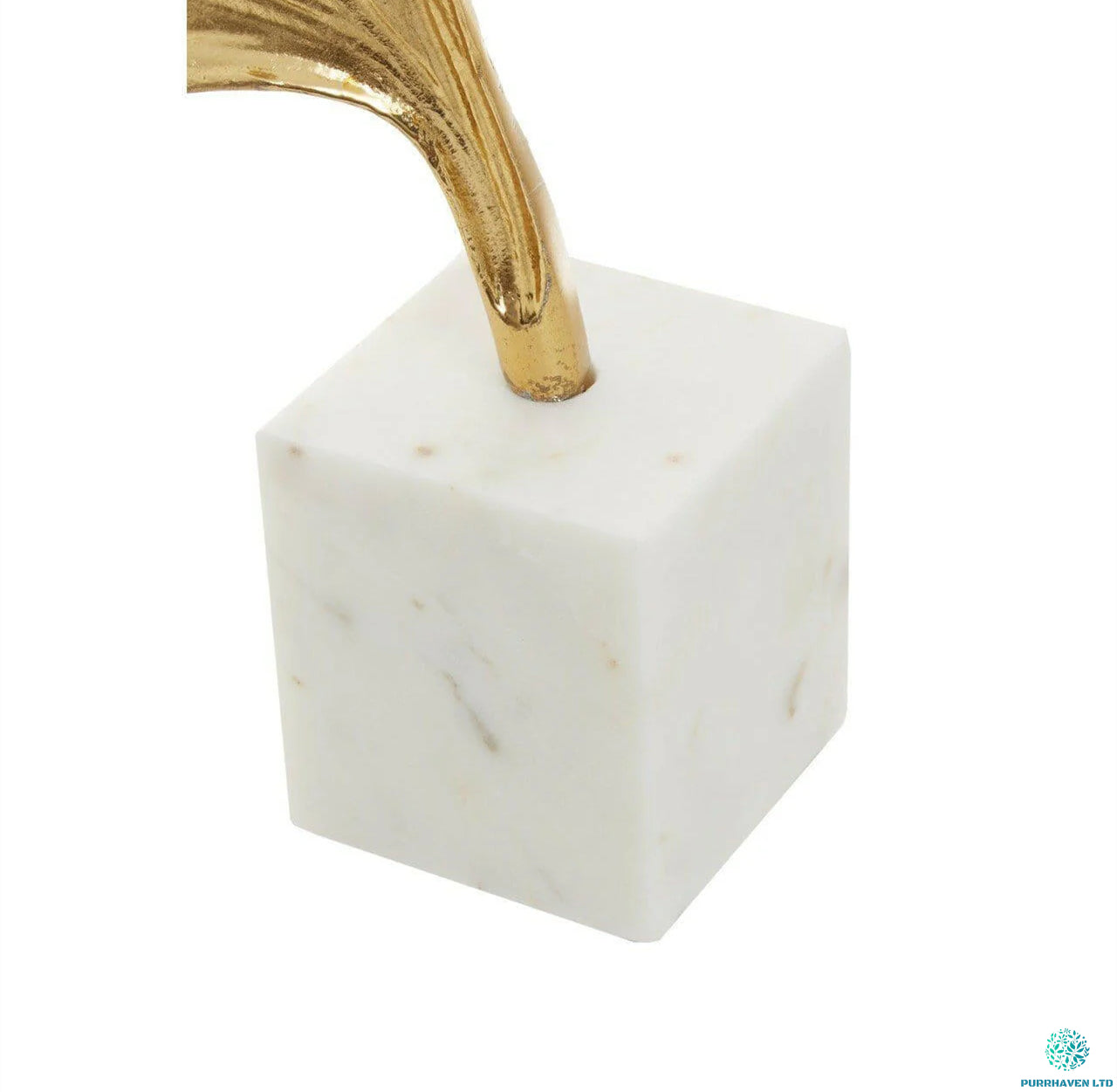 Miles Marble Base Golden Ginkgo Sculpture